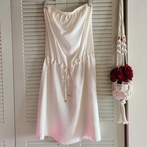 Banana Republic Ivory Silk Strapless Waist Tie Dress Size XS